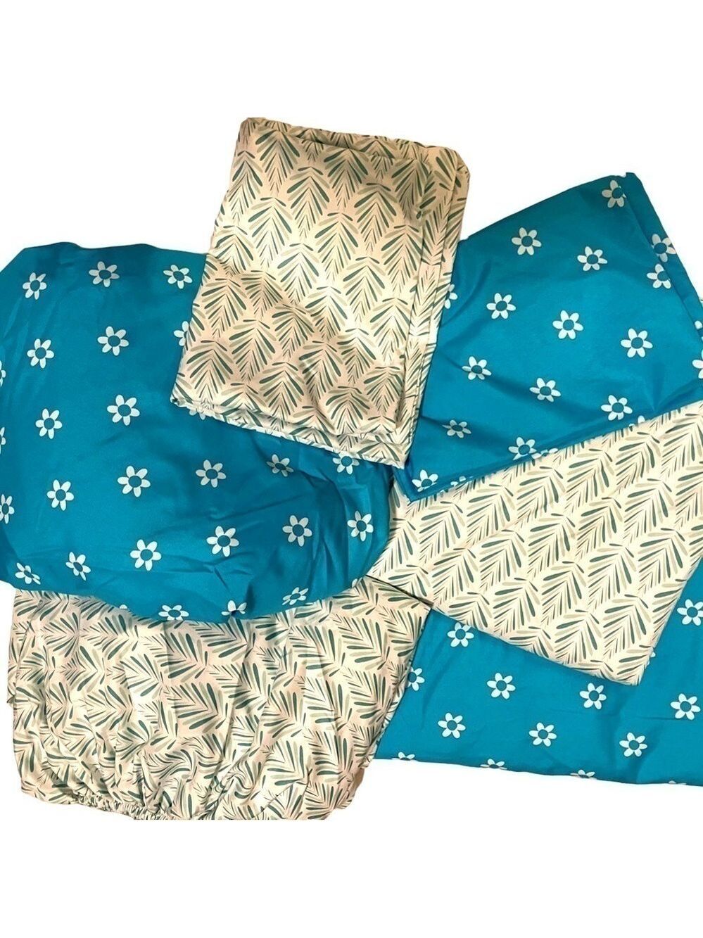 2 Single Bed Sheet Sets Turquoise and Aqua Marine Light Colors Polyester